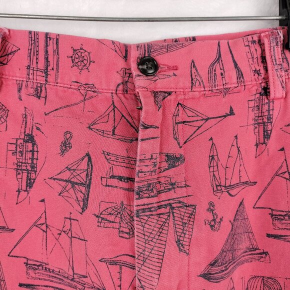 Polo Ralph Lauren Shorts Mens Size 42 Pink Sailboat Nautical AOP Print Chino - Picture 4 of 16